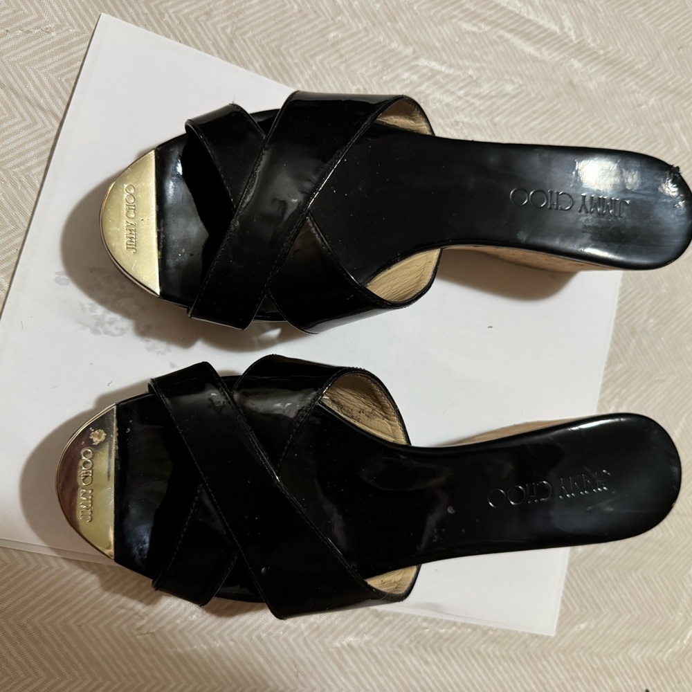 Jimmy Choo Black Mules with Criss-Cross Design